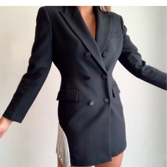 Zara Black Double-Breasted Women's Blazer Dress Size Small - Picture 8 of 8